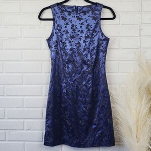 Vntg City Triangle 90s Y2K Butterfly Floral Embroidered Mini Dress sz Small